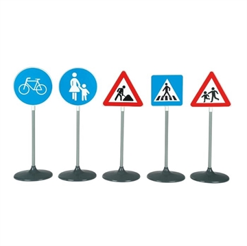 Trafik Skilte 5 stk. 75 cm. vejarbejde, cykelsti, fodgænger