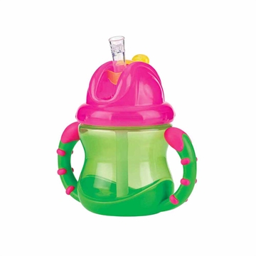 Nuby Drikkekop med håndtag og sugerør - Grøn 