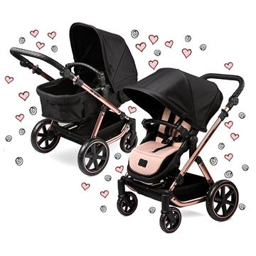 ABC Design Migno Dukkevogn, Sort/Rosa guld